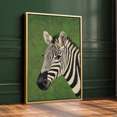 Zebra on Green Print