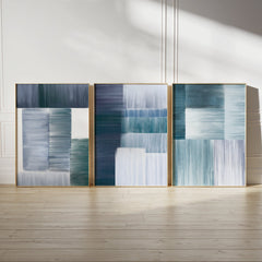 Patchwork Blue Set of 3 Prints