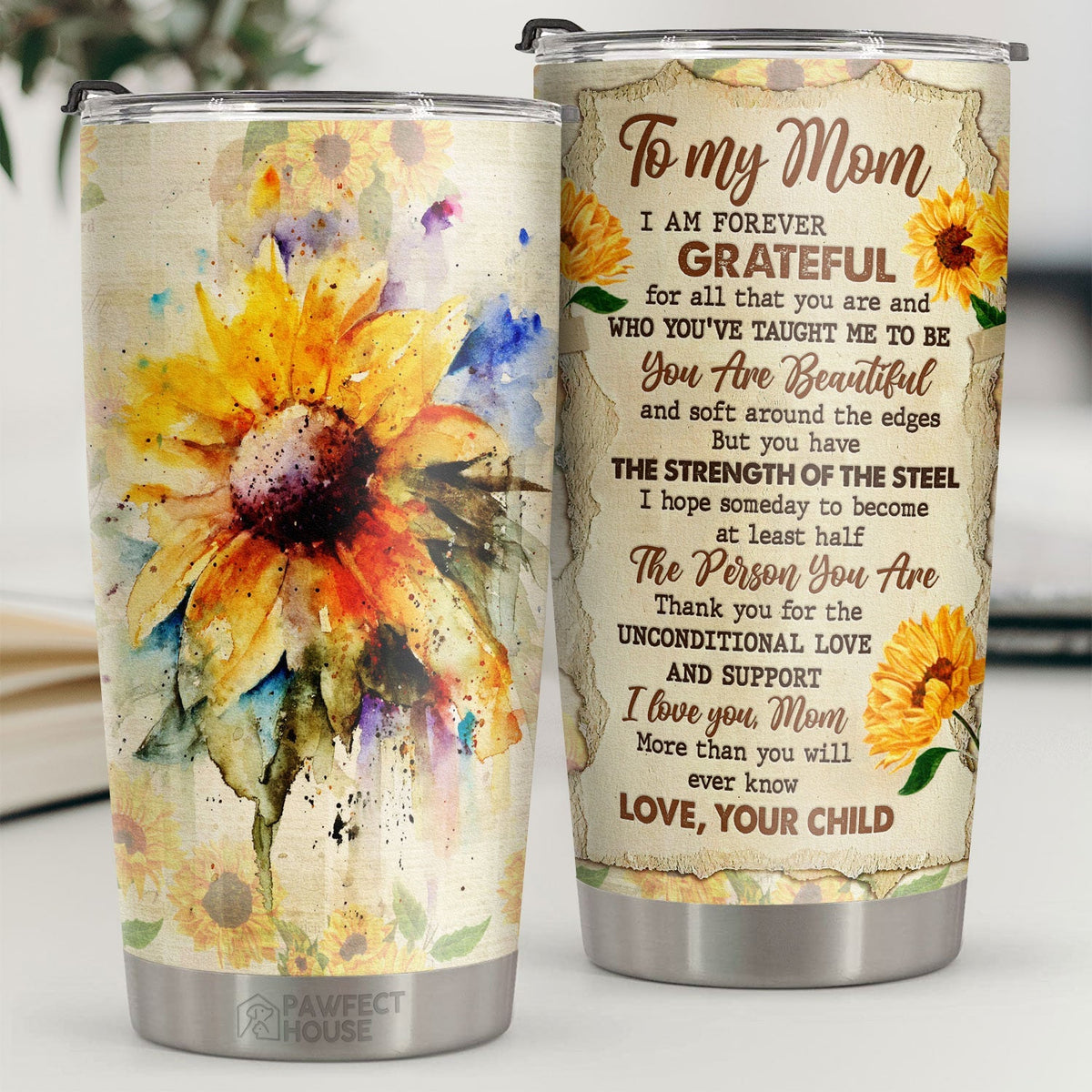 Thank You For The Unconditional Love And Support - Tumbler - To My Mom. Gift For Mom. Mom Gift From Daughter And Son. Birthday Gift For Mom
