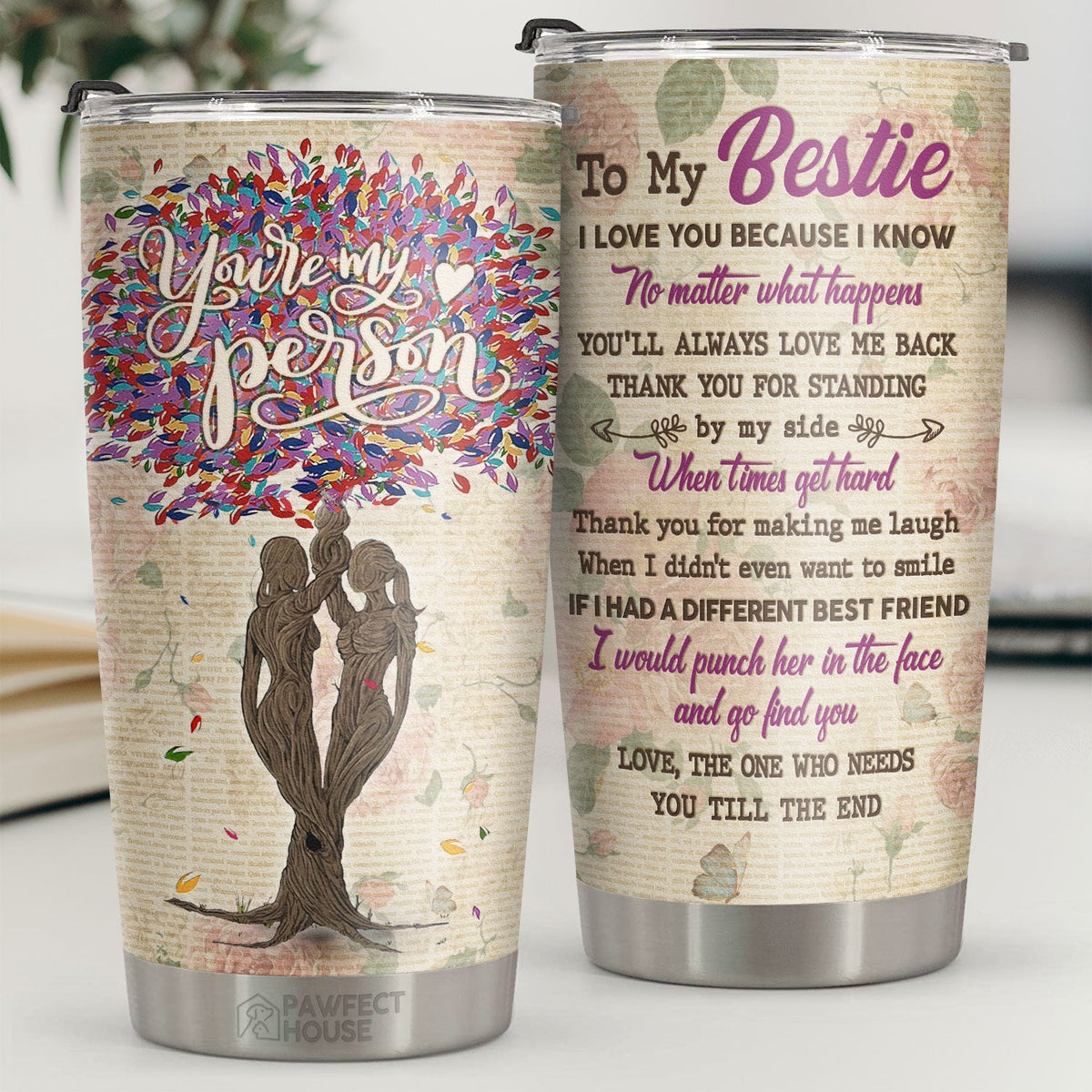 Thank You For Standing By My Side When Times Get Hard - Tumbler - To My Bestie. Gift For Bestie. Best Friend. Sister. Birthday Gift For Bestie And Friend