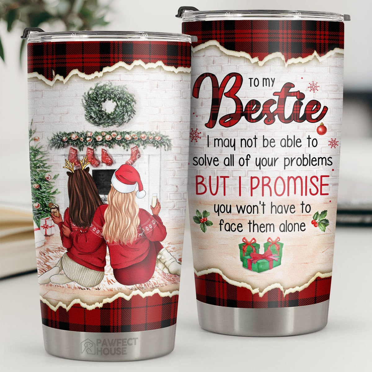 I Promise You Won't Have To Face Problems Alone - Tumbler - Christmas Gift For Family. Couple. Friends. Christmas Decoration. Holiday Gift