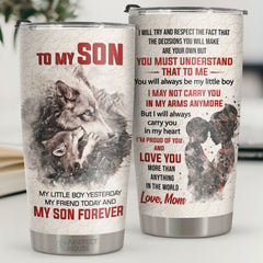 I May Not Carry You In My Arms But I Will Always Carry You In My Heart - Tumbler - To My Son. Gift For Son. Son Gift From Mom. Birthday Gift For Son
