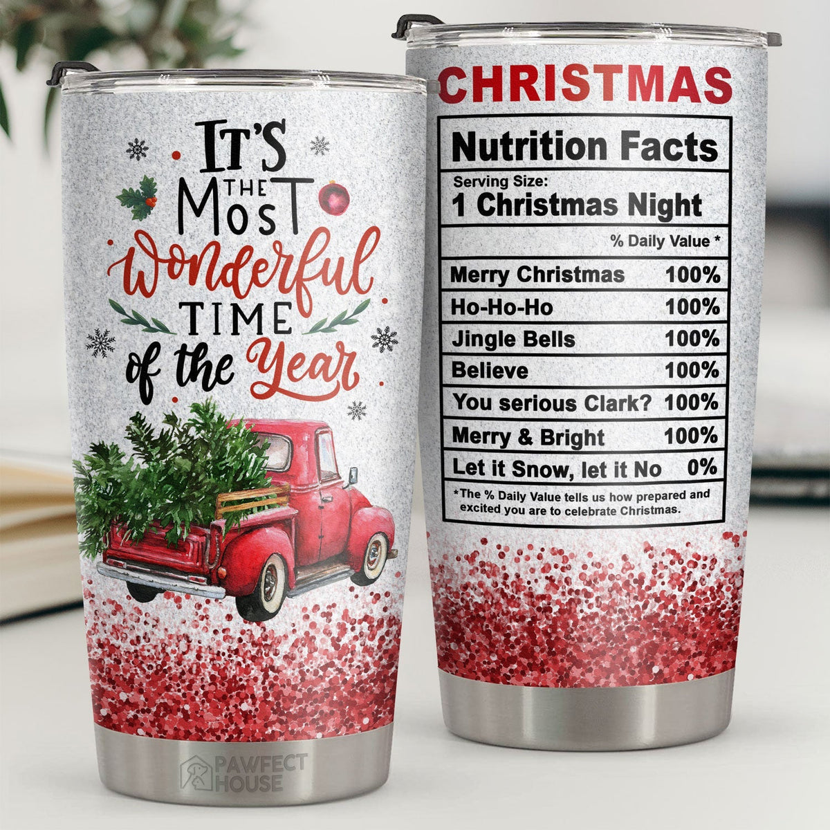 It's The Most Wonderful Time Of The Year - Tumbler - Christmas Gift For Family. Couple. Friends. Christmas Decoration. Holiday Gift