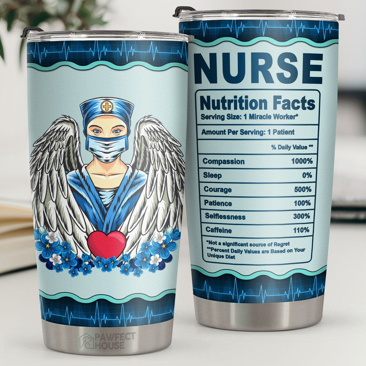 Nurse Nutrition Facts Miracle Worker - Tumbler - Appreciation. Graduation. Retirement. Thank You Gift For Nurse. Nurse Week Gift. Nurse Life