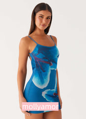 Althena Mini Dress - Turquoise Floral