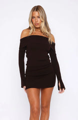 Parental Guidance Knit Mini Dress Chocolate