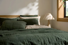 Linen Box Quilted Euro Sham (Evergreen)