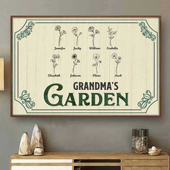 Nana's Lovely Flowers - Family Personalized Custom Horizontal Poster - Birthday Gift For Mom. Grandma