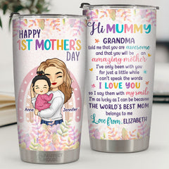 The World's Best Mom Belongs To Me - Family Personalized Custom Tumbler - Mother's Day. Birthday Gift For First Mom