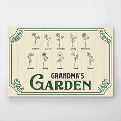 Nana's Lovely Flowers - Family Personalized Custom Horizontal Poster - Birthday Gift For Mom. Grandma