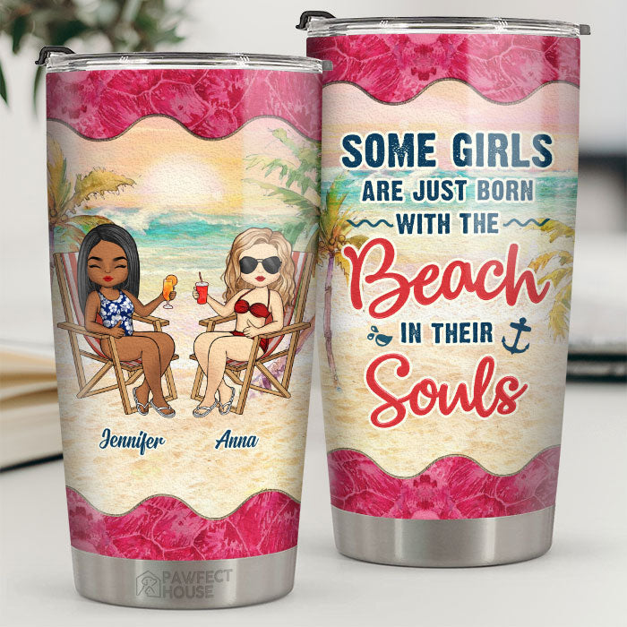 Beach In Souls - Personalized Tumbler - Gift For Bestie