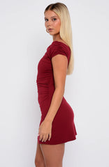 Hold The Moment Mini Dress Merlot