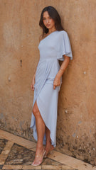Emma One Sleeve Maxi Dress - Blue