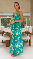 Margo Midi Dress - Green Print