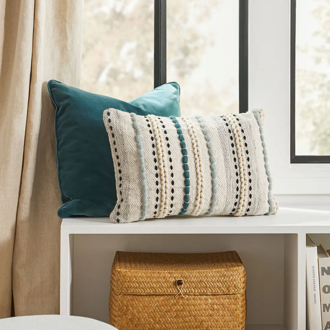 Stitch Pillow - Aqua