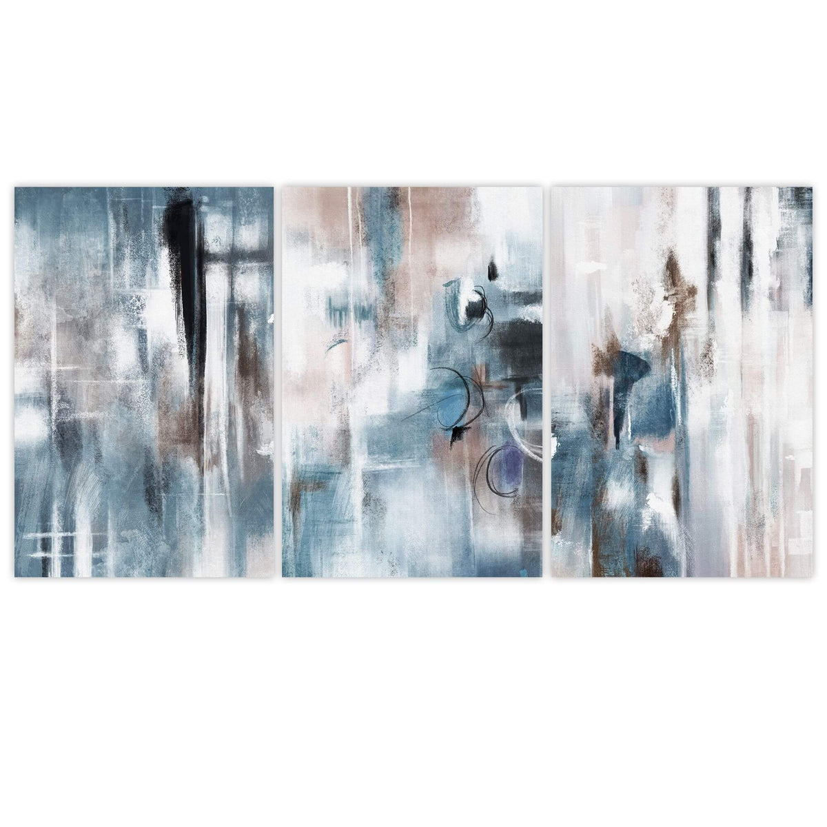 Abstract Bleu Set of 3 Prints