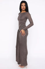 Let Go Of Your Heart Maxi Dress Smokey Chocolate