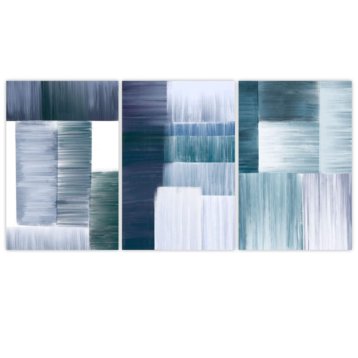 Patchwork Blue Set of 3 Prints