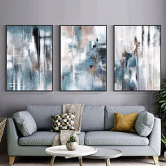 Abstract Bleu Set of 3 Prints