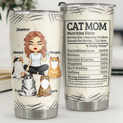 Cat Mom's Nutrition Facts. Amazing Cat Mom. Unconditional Love - Personalized Tumbler - Gift For Cat Lovers. Cat Owners. Cat Gift. Gift For Pet Lovers
