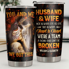 Not Always Eye To Eye But Always Heart To Heart - Personalized Tumbler - Gift For Couple. Husband Wife. Anniversary. Engagement. Wedding. Marriage Gift