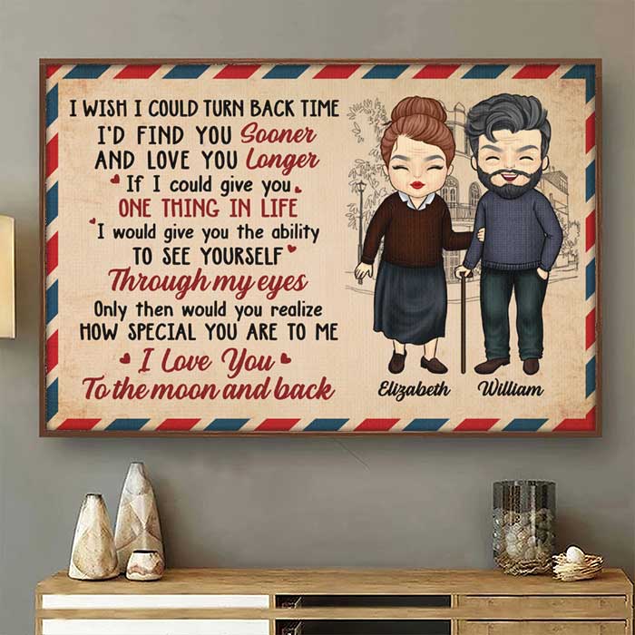 I Love You To The Moon And Back - Gift For Couples. Personalized Horizontal Poster