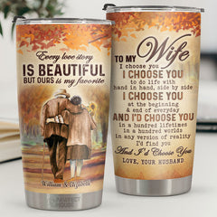 I Choose You To Do Life With Hand In Hand Side By Side - Personalized Tumbler - To My Wife. Gift For Wife. Anniversary. Engagement. Wedding. Marriage Gift