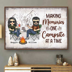 Making Memories One Campsite At A Time - Gift For Camping Couples. Personalized Horizontal Poster