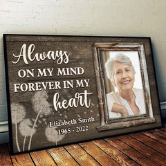 You're Always On My Mind & Forever In My Heart - Upload Image. Personalized Horizontal Poster