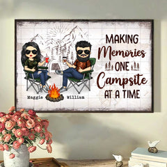 Making Memories One Campsite At A Time - Gift For Camping Couples. Personalized Horizontal Poster