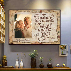 My All-time Favorite Place Is Next To You - Upload Image. Gift For Couples - Personalized Horizontal Poster