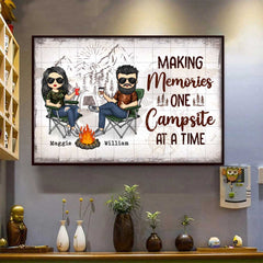 Making Memories One Campsite At A Time - Gift For Camping Couples. Personalized Horizontal Poster
