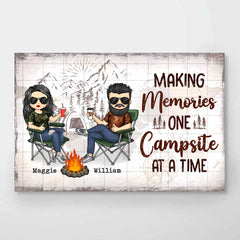 Making Memories One Campsite At A Time - Gift For Camping Couples. Personalized Horizontal Poster