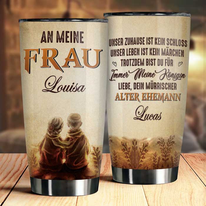 An Meine Frau - Du Bist Meine Königin Für Immer - Gift For Couples. Husband Wife - Personalized Tumbler German