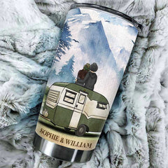 Sit By The Campfire & Watch People Park Their Campers - Gift For Couples. Husband Wife. Personalized Tumbler