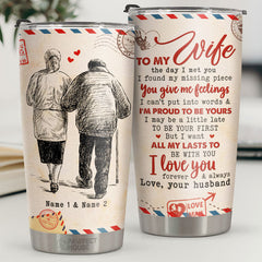 You Give Me Feelings I Can't Put Into Words & I'm Proud To Be Yours - Personalized Tumbler - To My Wife. Gift For Wife. Anniversary. Engagement. Wedding. Marriage Gift