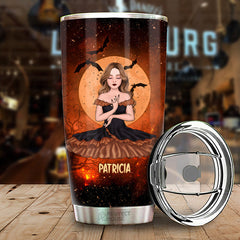 In My Defense The Moon Was Full And I Was Left Unsupervised - Personalized Witch Tumbler - Gift For Witches. Gift For Yourself. Halloween Gift