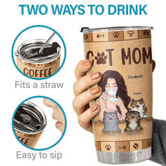 Cat Mom. Coffee & Cats Make The World Go Round - Personalized Tumbler - Gift For Cat Lovers. Cat Owners. Cat Gift. Gift For Pet Lovers