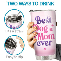 Best Dog Mom Cat Mom Ever - Dog & Cat Personalized Custom Tumbler - Mother's Day. Birthday Gift For Pet Owners. Pet Lovers