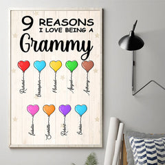 Reasons I Love Being A Grandma - Personalized Vertical Poster