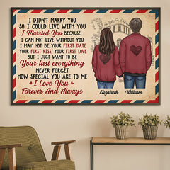 I Can Not Live Without You - I Love You. Forever And Always - Gift For Couples. Personalized Horizontal Poster