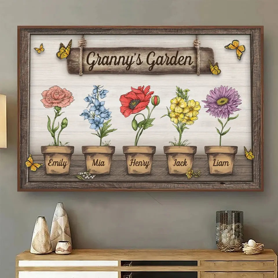 Mom Knows A Lot But Grandma Knows Everything - Family Personalized Custom Horizontal Poster - Mother's Day. Gift For Grandma