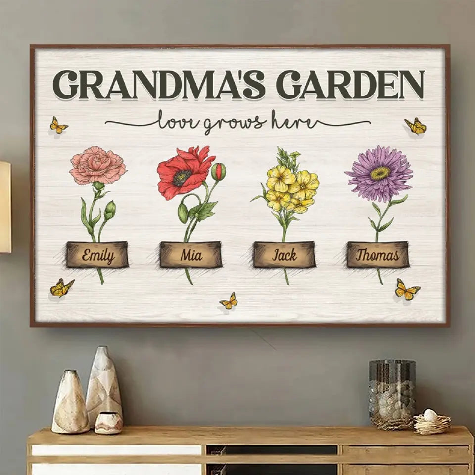 Grandma I Love You - Family Personalized Custom Horizontal Poster - Mother's Day. Gift For Mom. Grandma