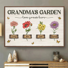 Grandma I Love You - Family Personalized Custom Horizontal Poster - Mother's Day. Gift For Mom. Grandma