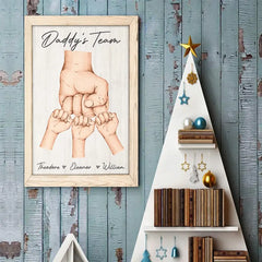 Side By Side With Daddy's Team - Family Personalized Custom Vertical Poster - Father's Day. Gift For Dad. Grandpa