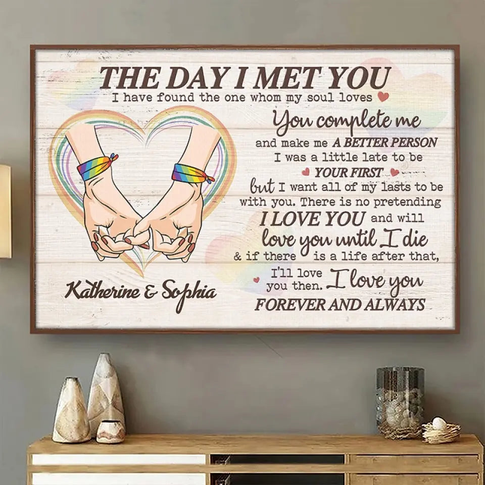 The Day I Met You I Have Found The One Whom My Soul Loves - Couple Personalized Custom Horizontal Poster - Gift For Husband Wife. Anniversary. LGBTQ+