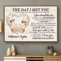 The Day I Met You I Have Found The One Whom My Soul Loves - Couple Personalized Custom Horizontal Poster - Gift For Husband Wife. Anniversary. LGBTQ+