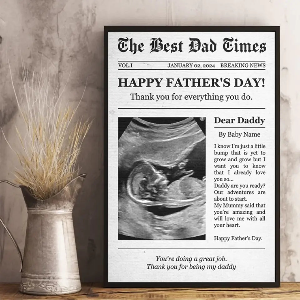 Custom Photo The Best Dad Times - Family Personalized Custom Vertical Poster - Father's Day. Gift For Dad