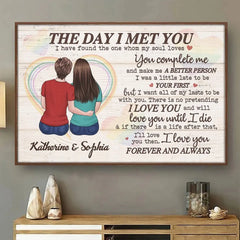 Every Day I'm With You. I Love You More - Couple Personalized Custom Horizontal Poster - Gift For Husband Wife. Anniversary. LGBTQ+
