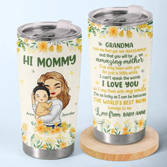 The World's Best Mom Belongs To Me - Family Personalized Custom Tumbler - Mother's Day. Baby Shower Gift. Gift For First Mom